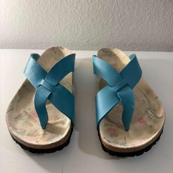 Birkenstock Shoes - Birkenstock birkis  Blue Cross-Strap Sandals